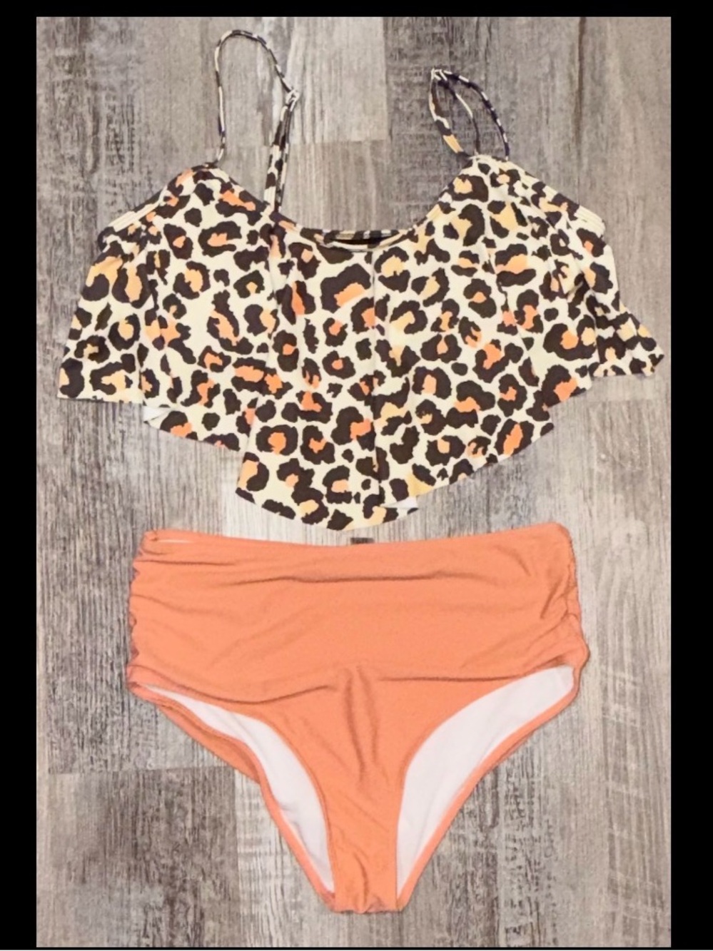 Shein Leopard Print Two Piece Bikini Swimsuit Size Large